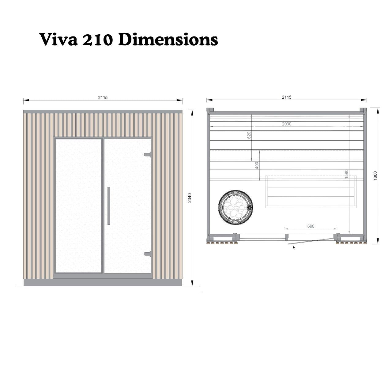 Leil® Viva 210 3 - 4 Person Outdoor Sauna - Heracles Wellness