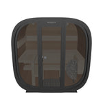 Leil® Black Cube Classic outdoor sauna in 3D: turn it, or view it in your garden