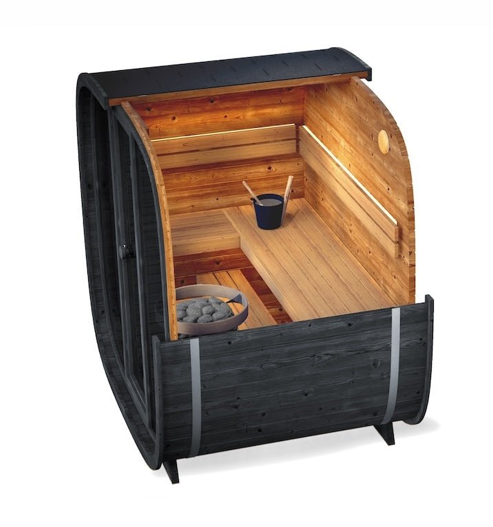 Saunasell Black Cube 4 Person Outdoor Sauna Kit - Heracles Wellness