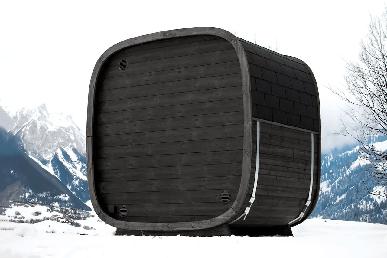 Saunasell Black Cube 4 Person Outdoor Sauna Kit - Heracles Wellness