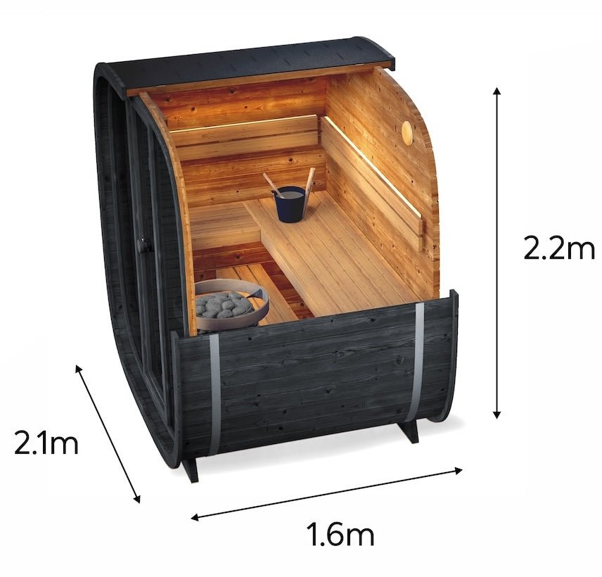 Saunasell Black Cube 4 Person Outdoor Sauna Kit - Heracles Wellness