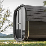 Saunasell Black Cube Premium 4 Person Outdoor Sauna Kit - Heracles Wellness
