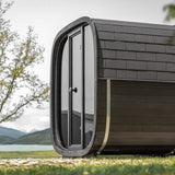 Saunasell Black Cube Premium 4 Person Outdoor Sauna Kit - Heracles Wellness
