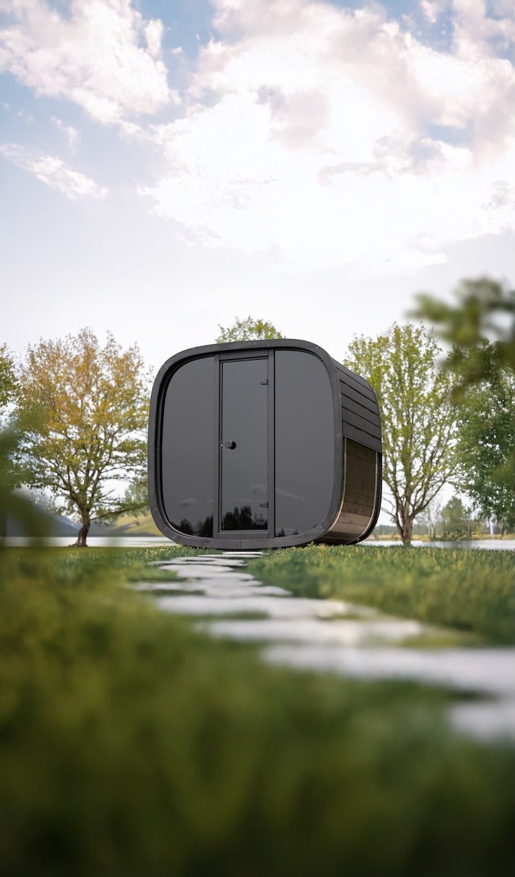 Saunasell Black Cube Premium 4 Person Outdoor Sauna Kit - Heracles Wellness