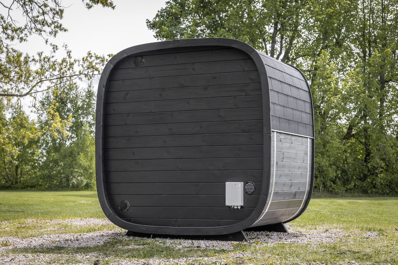 Saunasell Black Cube Premium 4 Person Outdoor Sauna Kit - Heracles Wellness