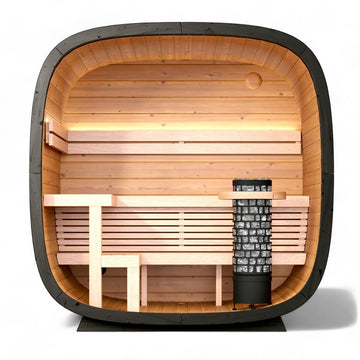 Leil® Black Cube Classic 4 Person Outdoor Sauna Kit