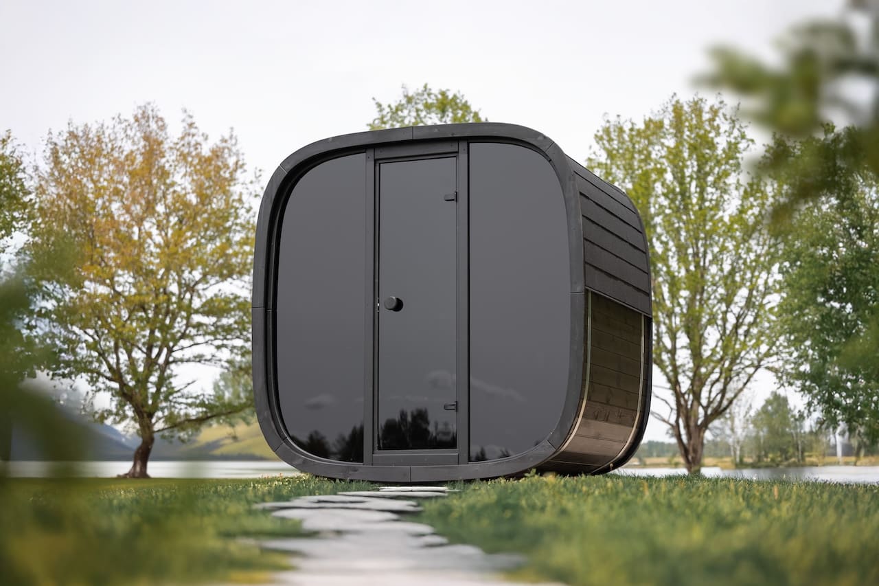 Saunasell Black Cube Premium 4 Person Outdoor Sauna Kit - Heracles Wellness