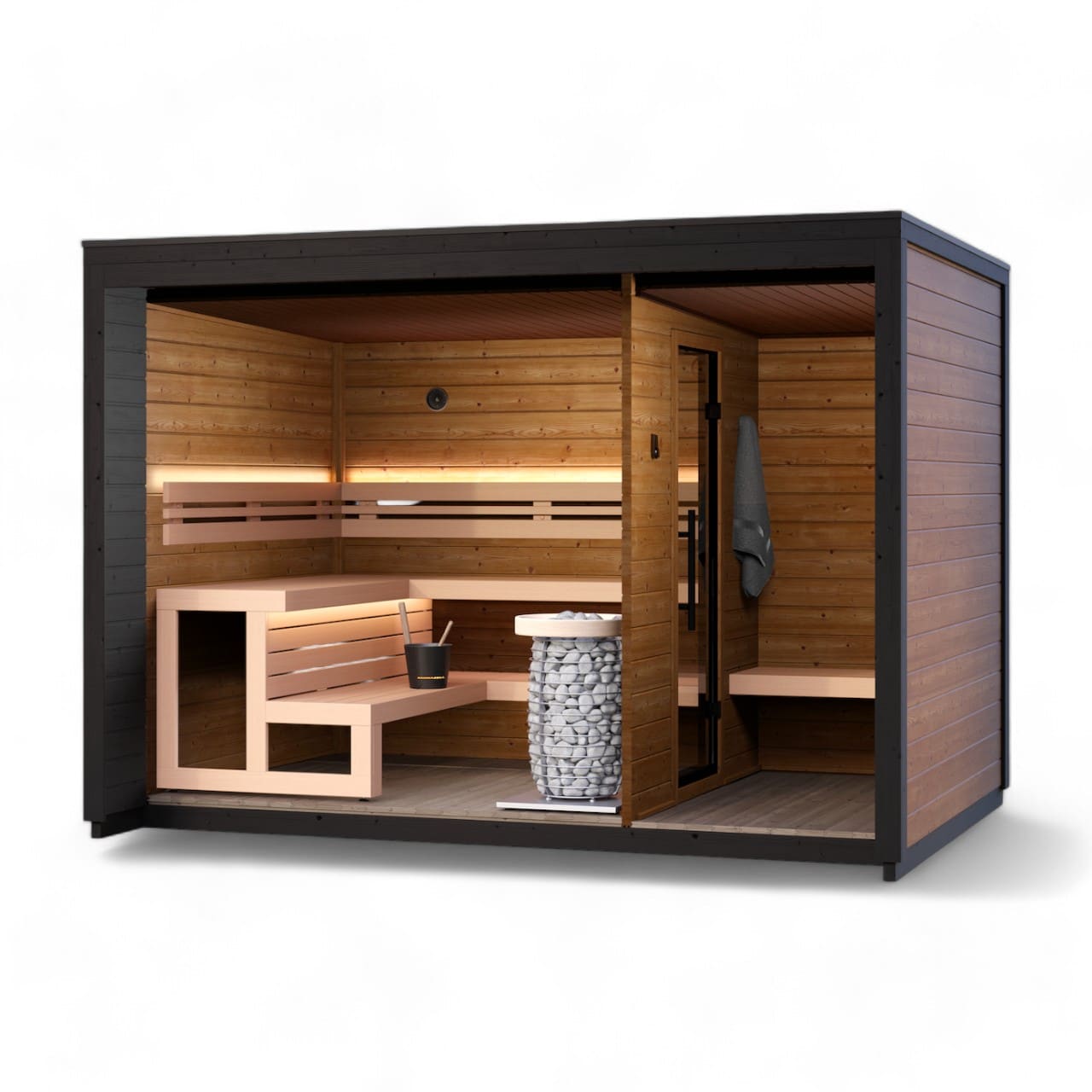 Saunasell Patio M 5 Person Outdoor Sauna with Changing Room - Heracles Wellness