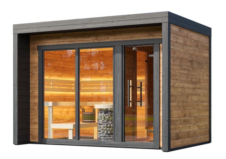 Saunasell Patio M 5 Person Outdoor Sauna with Changing Room - Heracles Wellness