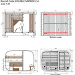 Saunasell Round Cube Double Outdoor Sauna with Changing Room - Heracles Wellness