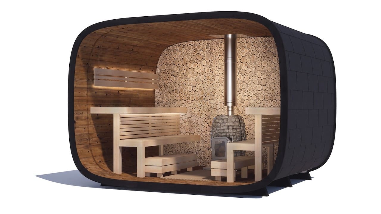 Saunasell Round Cube Single Outdoor Sauna 8 Person - Heracles Wellness