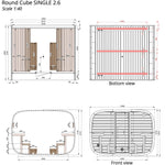 Saunasell Round Cube Single Outdoor Sauna 8 Person - Heracles Wellness