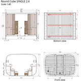 Saunasell Round Cube Single Outdoor Sauna 8 Person - Heracles Wellness