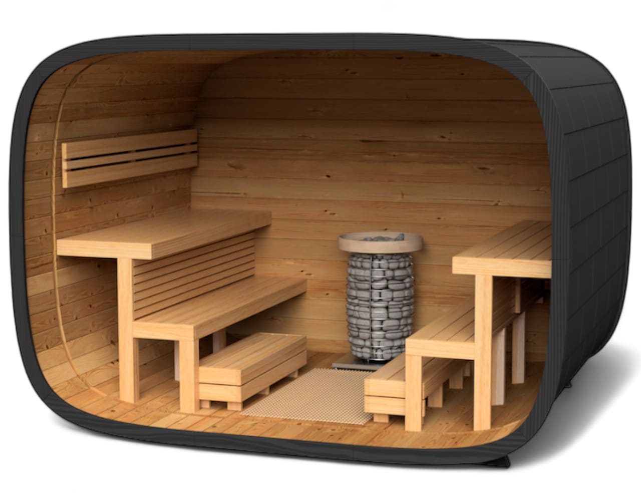 Saunasell Round Cube Single Outdoor Sauna 8 Person - Heracles Wellness