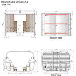 Saunasell Round Cube Single Outdoor Sauna 8 Person - Heracles Wellness