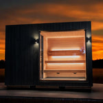 Saunum AirCube Double Outdoor Sauna 5 Seater with Changing Room - Heracles Wellness