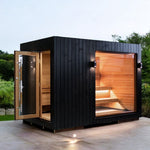 Saunum AirCube Double Outdoor Sauna 5 Seater with Changing Room - Heracles Wellness