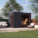 Saunum AirCube Double Outdoor Sauna 5 Seater with Changing Room - Heracles Wellness