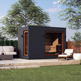 Saunum AirCube Double Outdoor Sauna 5 Seater with Changing Room - Heracles Wellness