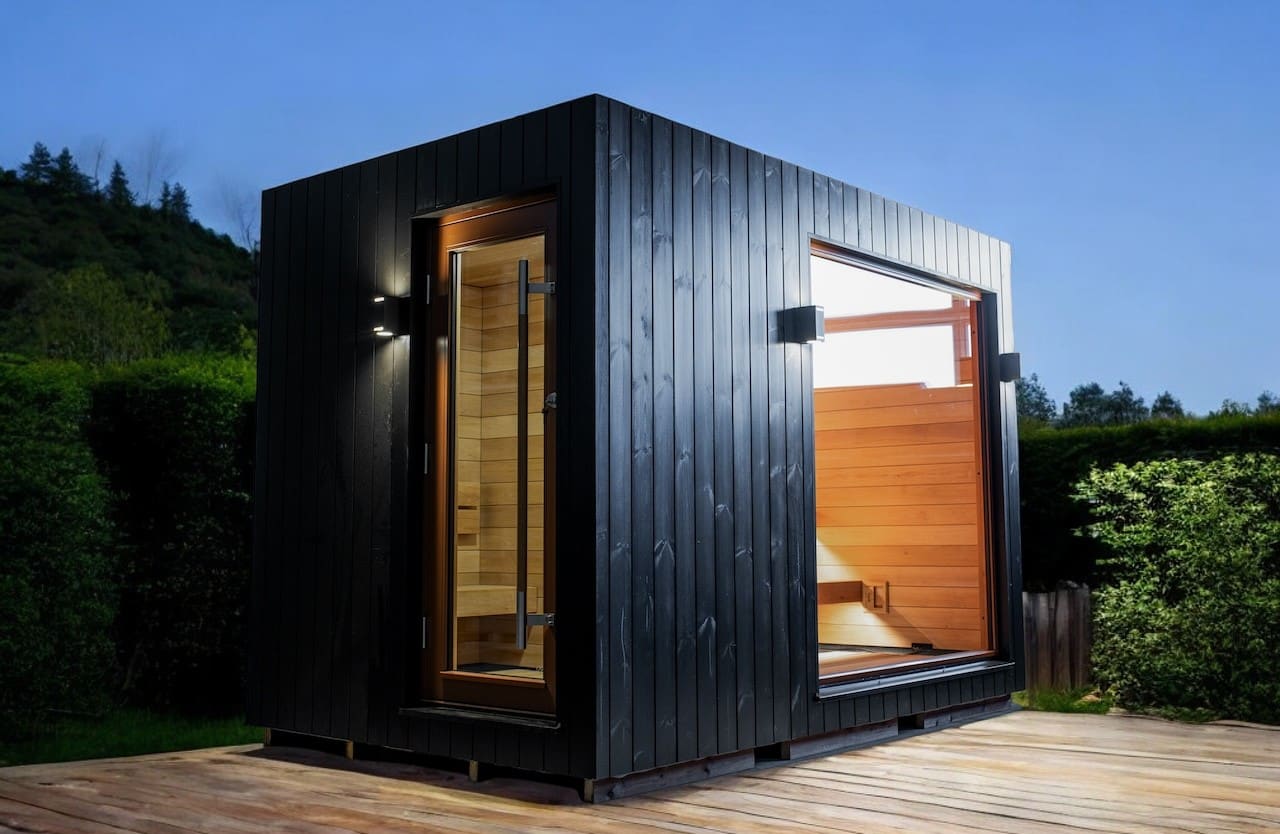 Sircuben Saunum AirCube Double Outdoor Sauna 5 Seater with Changing Room ...