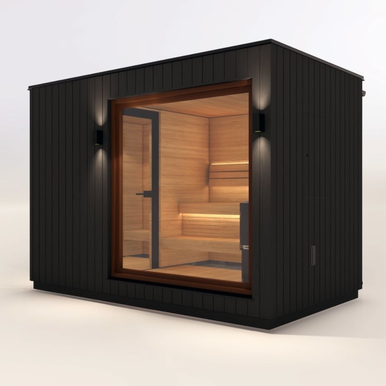 Saunum AirCube Double Outdoor Sauna 5 Seater with Changing Room - Heracles Wellness