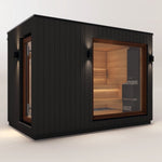 Saunum AirCube Double Outdoor Sauna 5 Seater with Changing Room - Heracles Wellness