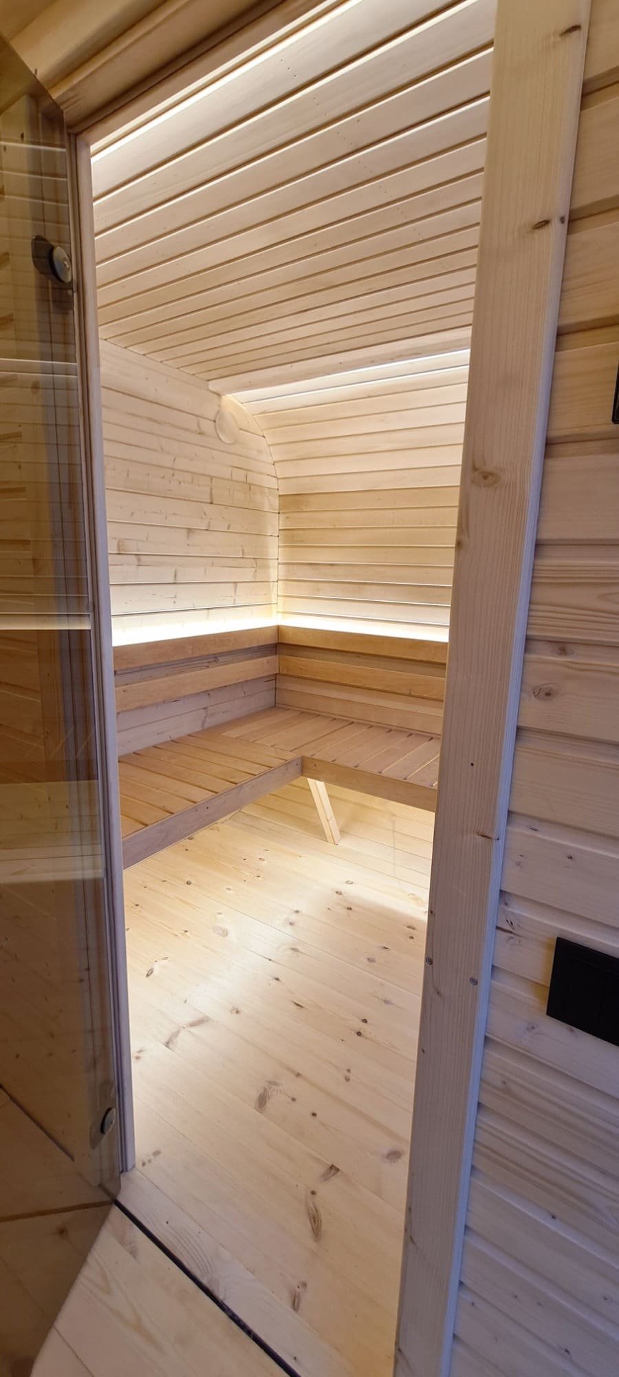 Viking Industrier Luna Outdoor Sauna With Changing Room inside sauna